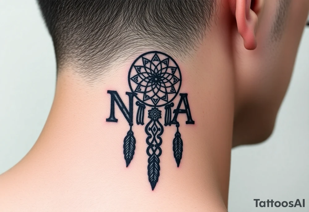 Nia letters with a dreamcatcher tattoo idea