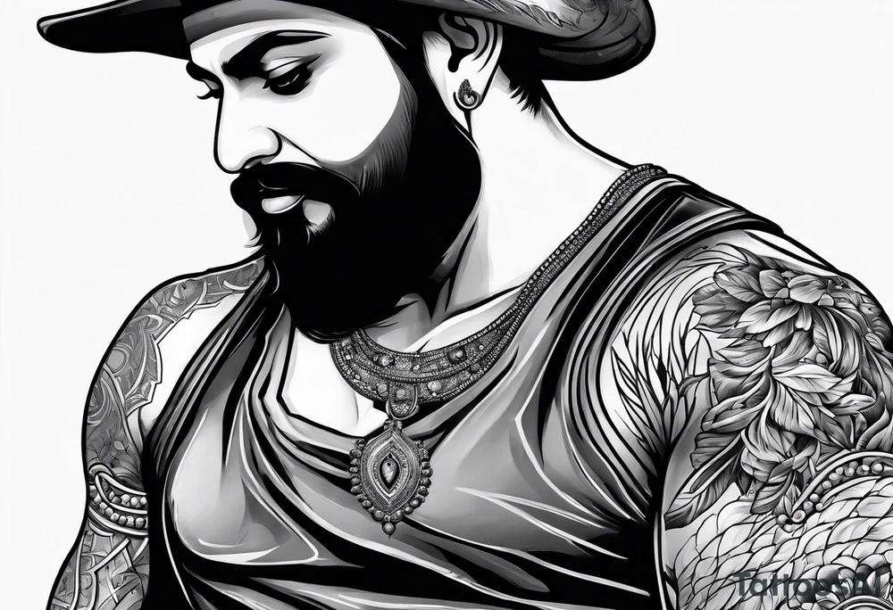 punjab map tattoo design with sword tattoo idea