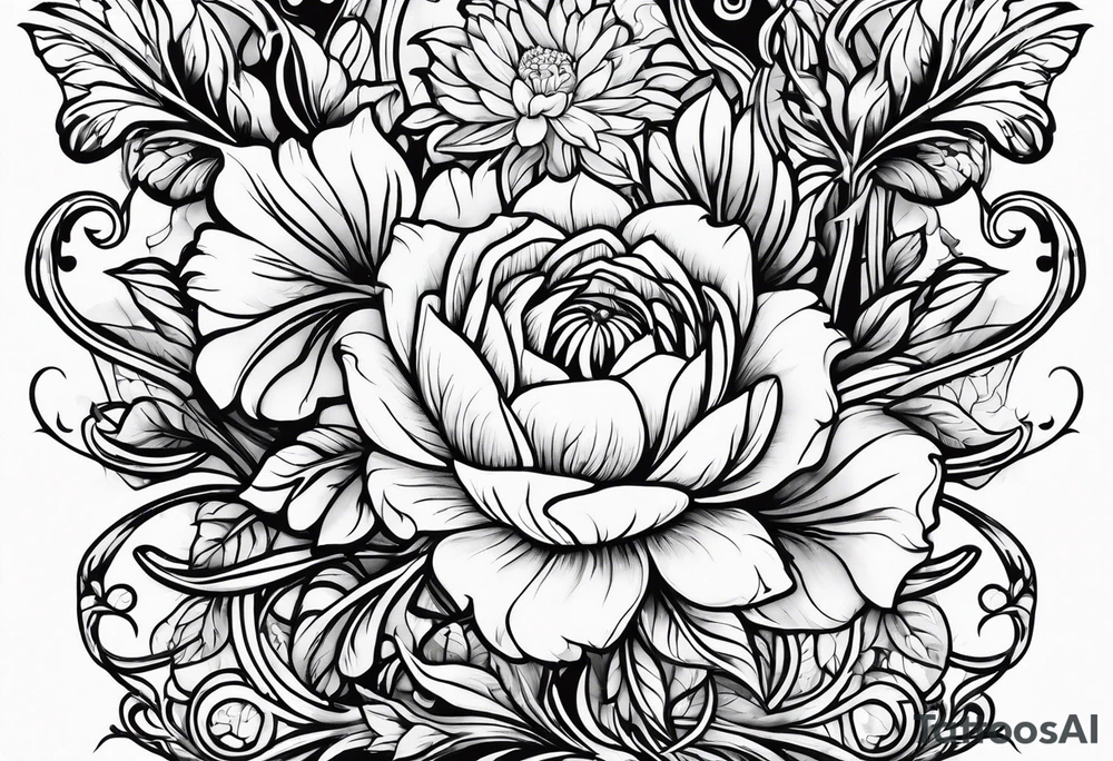music song vine flowers tattoo idea