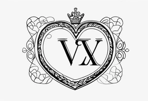 make a tattoo with the initials hj in cursive fineline with a heart and the roman numerals V.XII.MMI tattoo idea