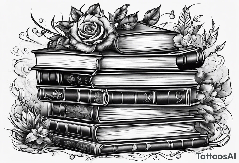 Stack of books tattoo idea