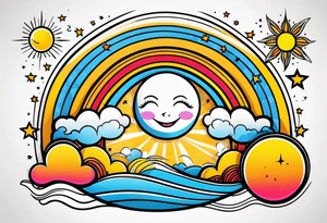 Quero uma tatuagem do sol e da lua juntos tattoo idea