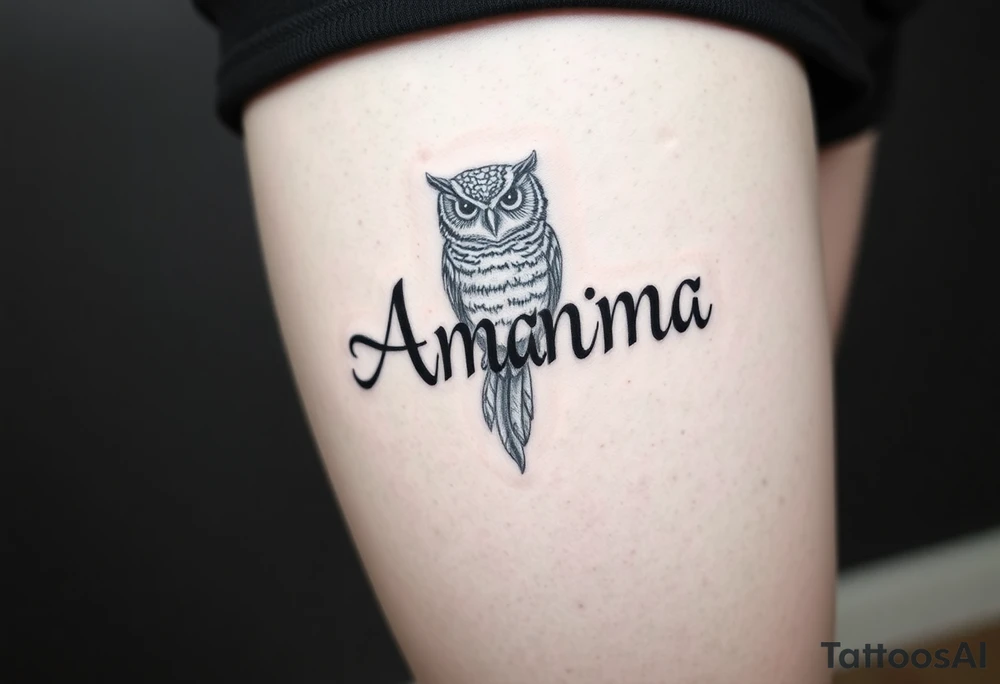 Amanda name deathly hallows and owl tattoo idea