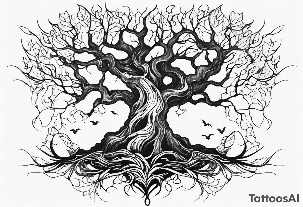 CREEPY TREE GHOST tattoo idea