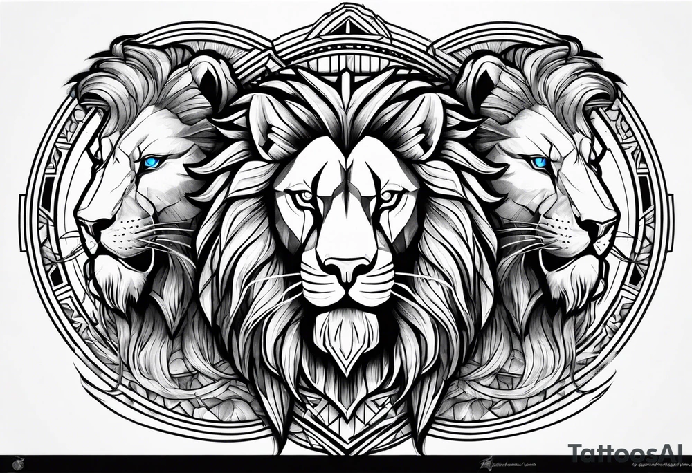 Spartan and lion tattoo idea