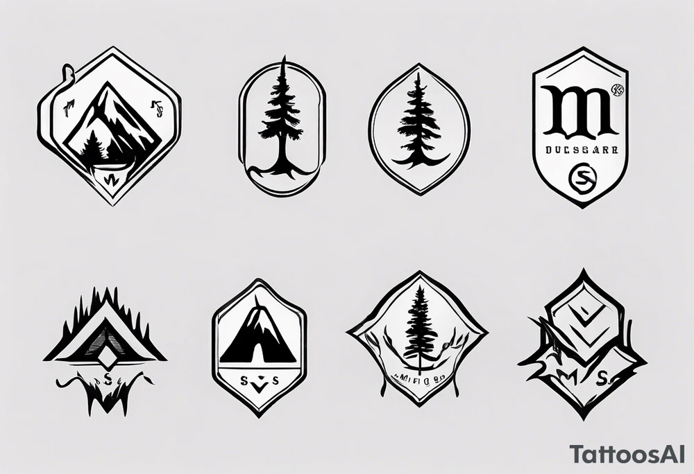 A logo for an outdoors company that includes an "S" and an "M" tattoo idea