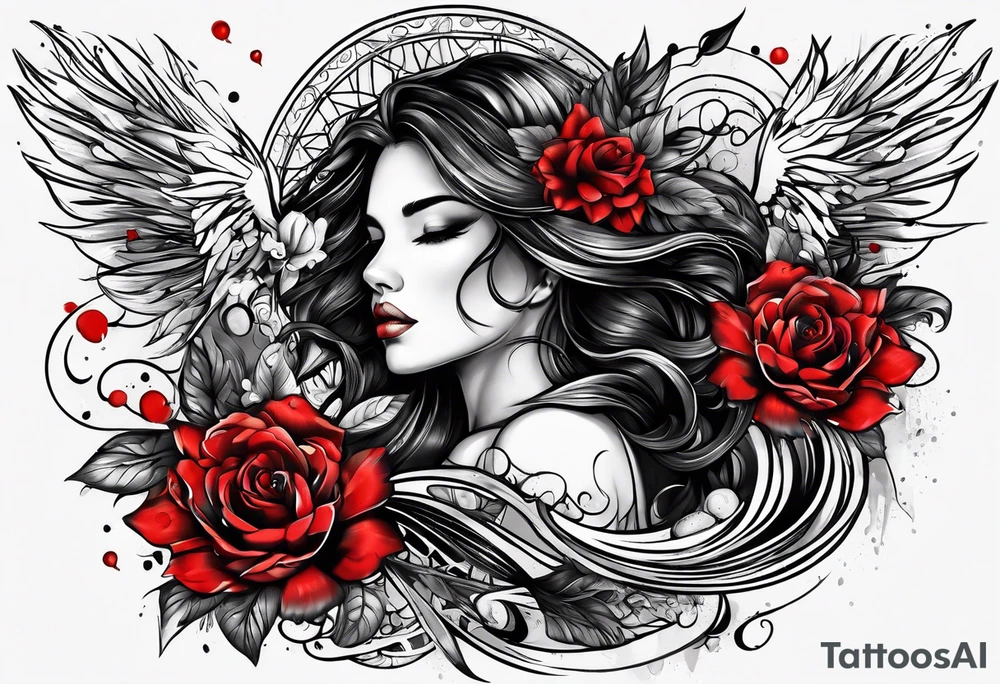 black and red rainy day tattoo idea