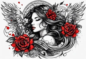 black and red rainy day tattoo idea