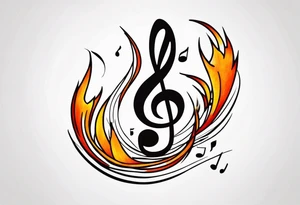 Musical notes on fire tattoo idea