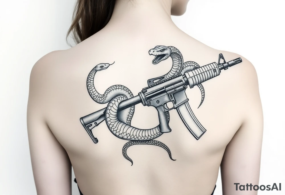 Snake around ak47 tattoo idea