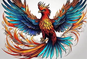 russian firebird phoenix in-flight with very long fancy tail "Isaiah 43: 18-19" tattoo idea