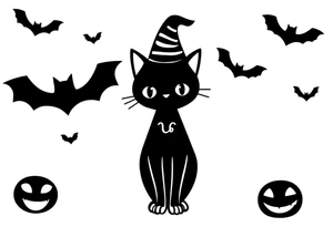 cute Halloween black cat tattoo idea
