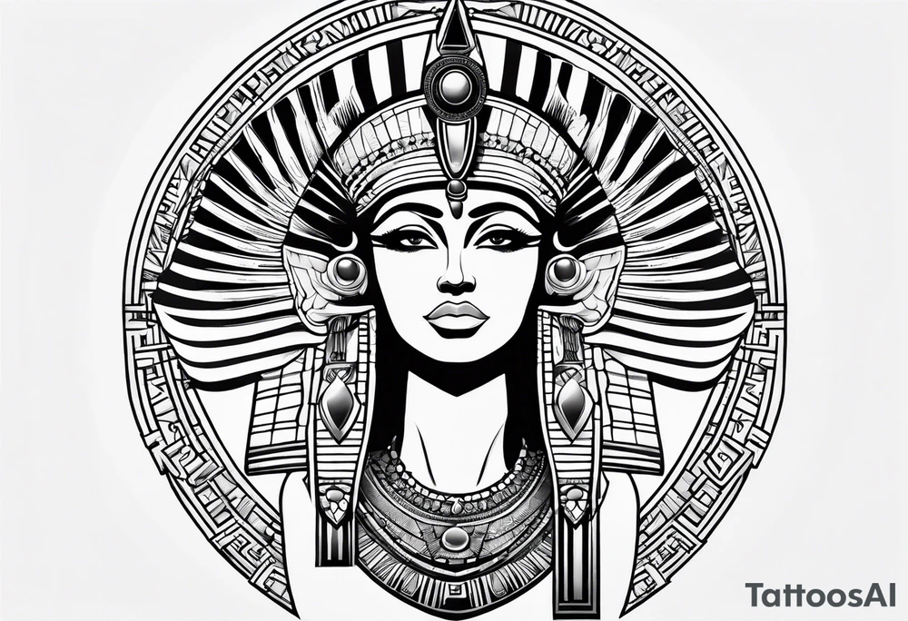 black and white Egyptian goddess Isis tattoo idea