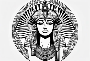 black and white Egyptian goddess Isis tattoo idea