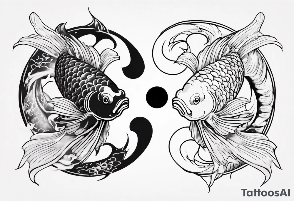 two koi fish meeting to make a yin yang tattoo idea