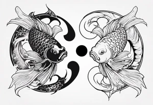 two koi fish meeting to make a yin yang tattoo idea