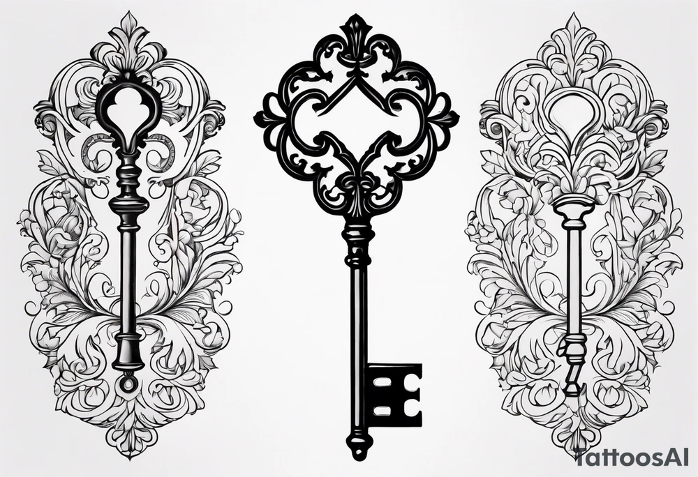 Key, gothique, baroque tattoo idea