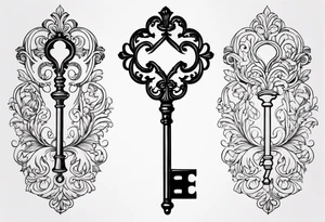 Key, gothique, baroque tattoo idea