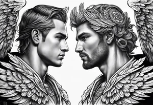2 male guardian angels tattoo idea