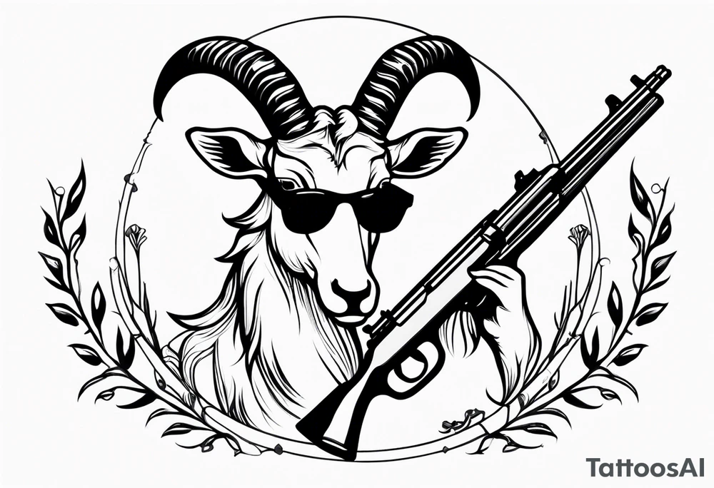 capricorn with sunglasses and shotgun tattoo idea