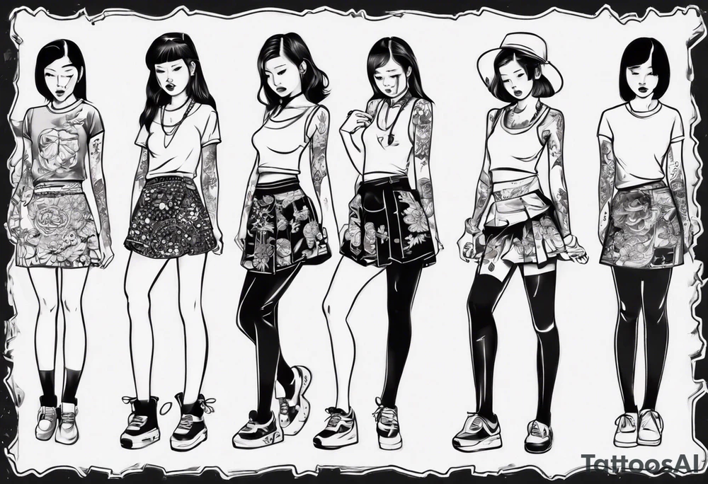 Girl wearing a mini skirt tattoo idea