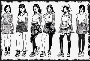 Girl wearing a mini skirt tattoo idea