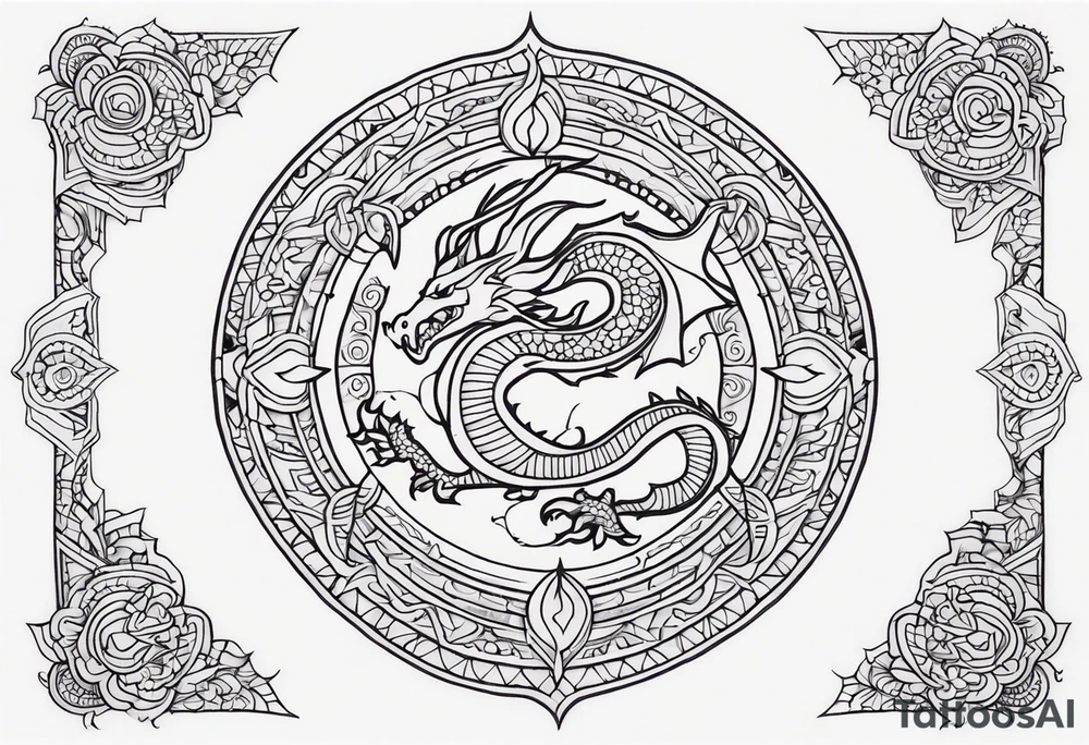 Dragon Outside Mandala tattoo idea