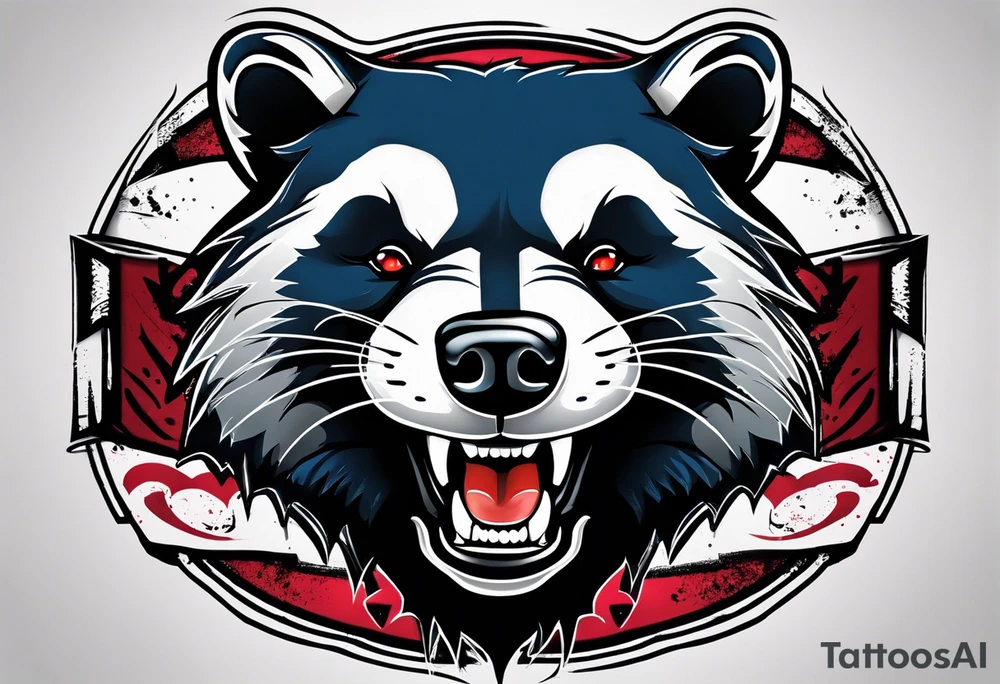 aggressive and killer face badger/wolverine with cute smile tattoo idea