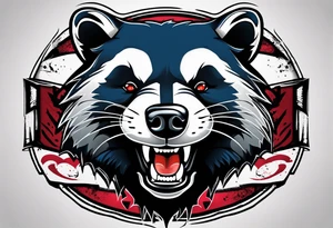 aggressive and killer face badger/wolverine with cute smile tattoo idea