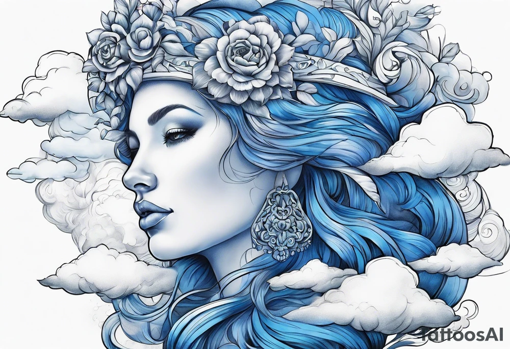Blue Bellrog with clouds tattoo idea