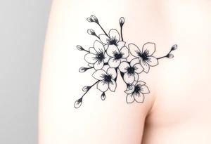 delicate cherry blossoms swirling in spring breeze with petals tattoo idea