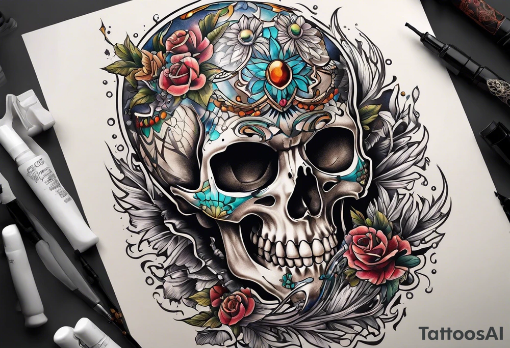 skeleton running from the world tattoo idea