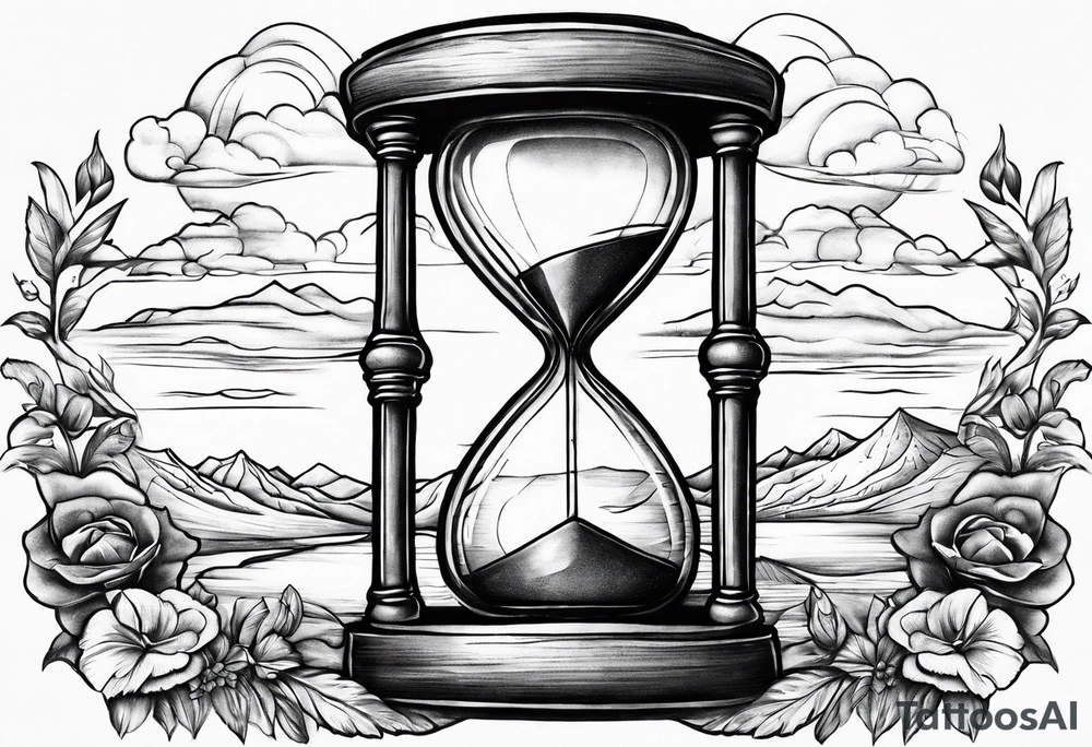 hourglass grandfather memorial sunset tattoo idea