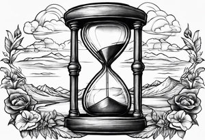 hourglass grandfather memorial sunset tattoo idea