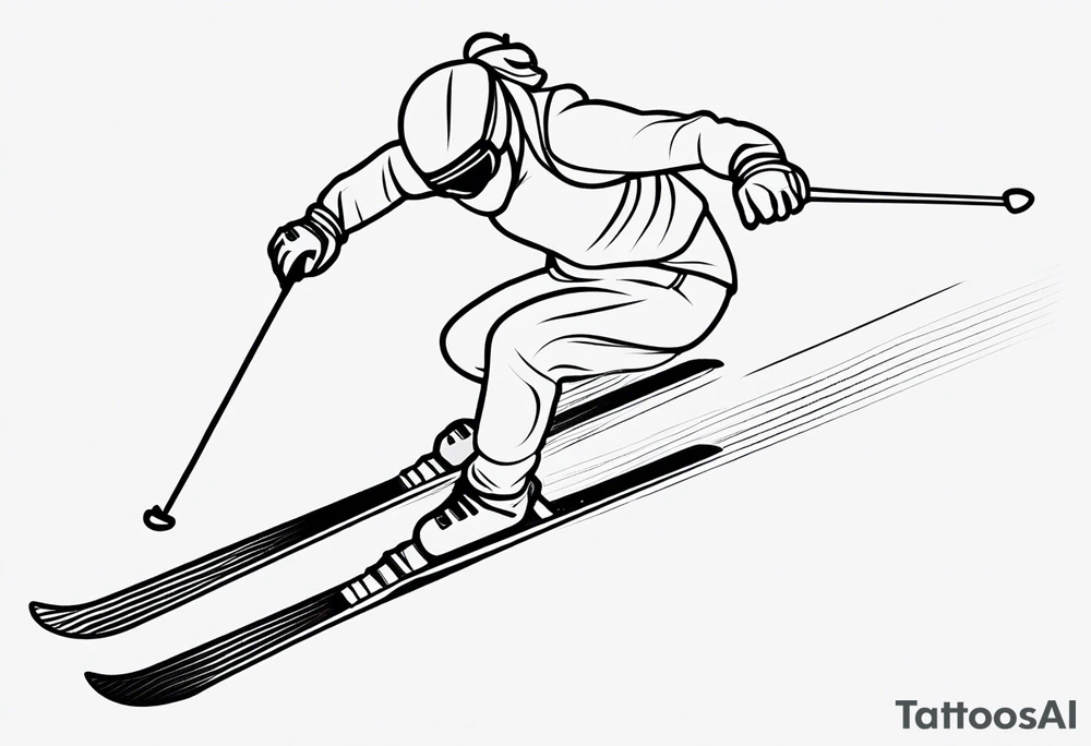 Skier in motion, fine line, more abstract tattoo idea
