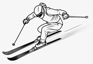 Skier in motion, fine line, more abstract tattoo idea