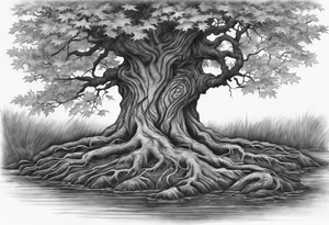 Intertwined Roots and Cross: The roots of the maple tree intertwined with a cross, emphasizing that my family’s foundation is deeply rooted in faith. tattoo idea