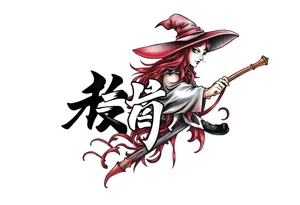 The word “싸이커스” and witch tattoo idea