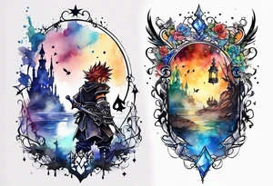 small
kingdom hearts
watercolour tattoo idea