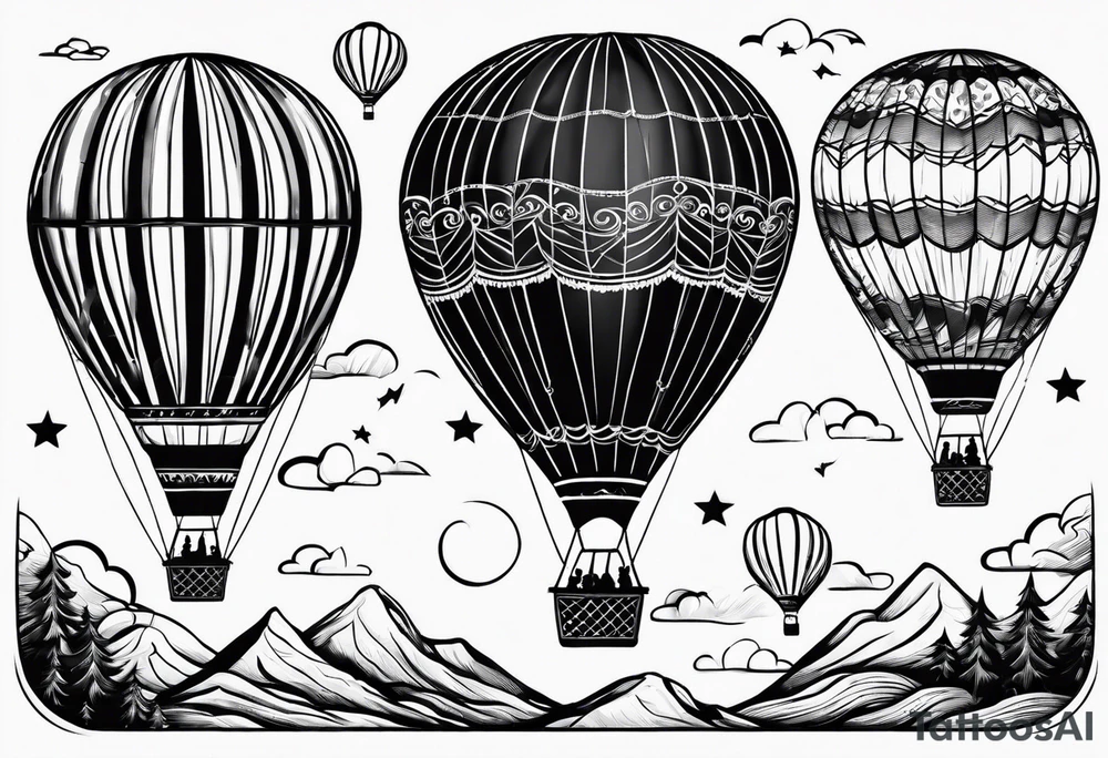 Hot air balloon simple tattoo idea