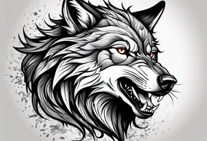 Angry wolf tattoo idea