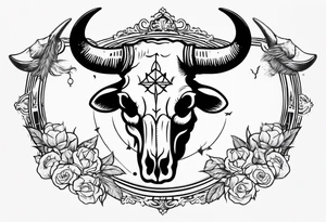 Bull skull, with written lyrics “the devil can scrap, but the lord has won” tattoo idea