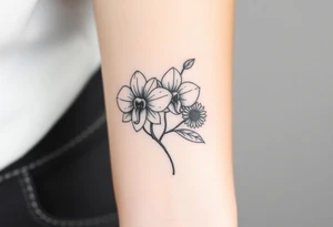 Orchid and sunflower tattoo idea
