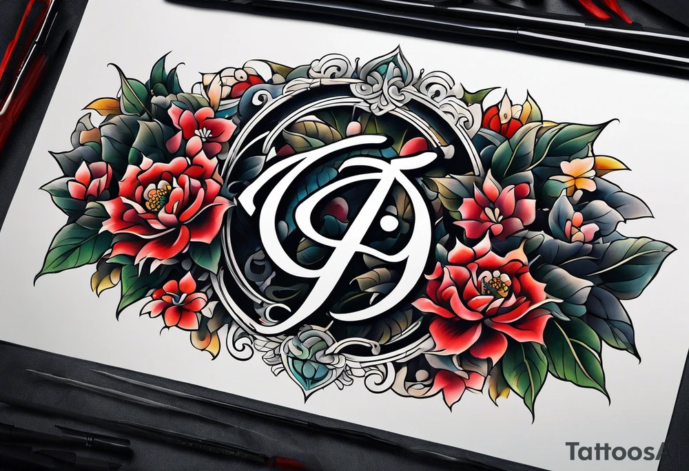 the letters A and R tattoo idea