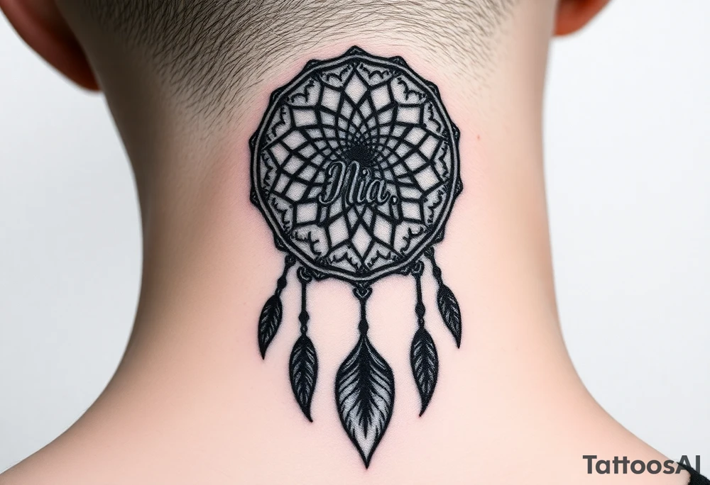 Name Nia in a  dreamcatcher tattoo idea