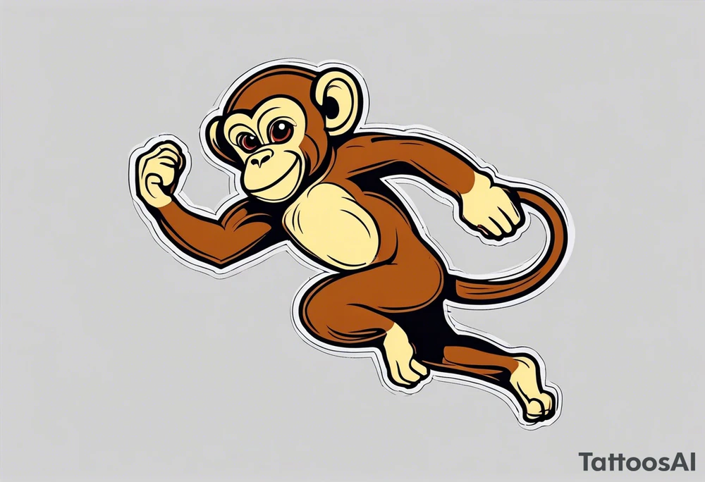 full body jumping monkey tattoo idea