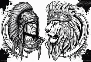 Spartan soldier with the head of a lion tattoo idea