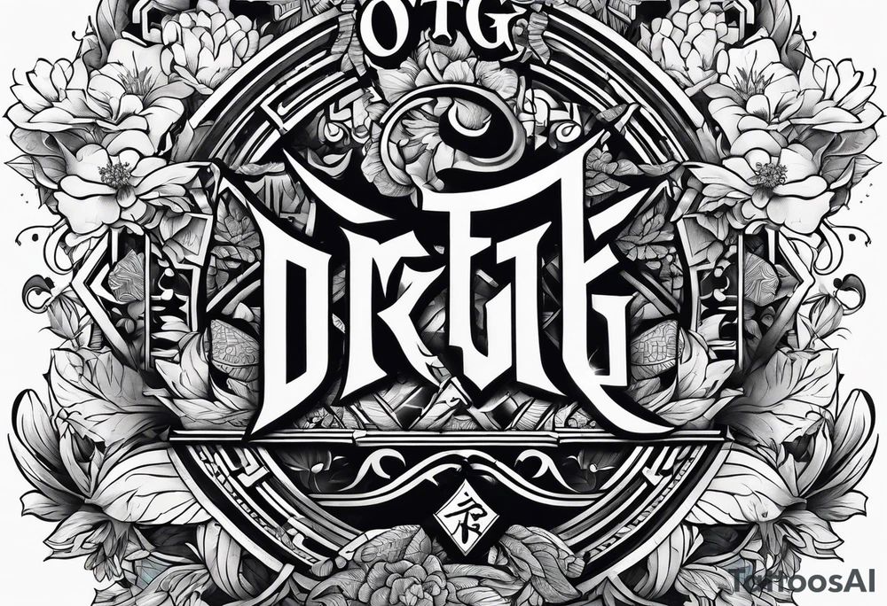 the letters OTG with a cool font tattoo idea