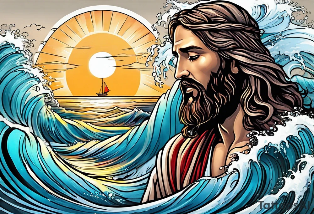 Jesus calming the sea tattoo idea
