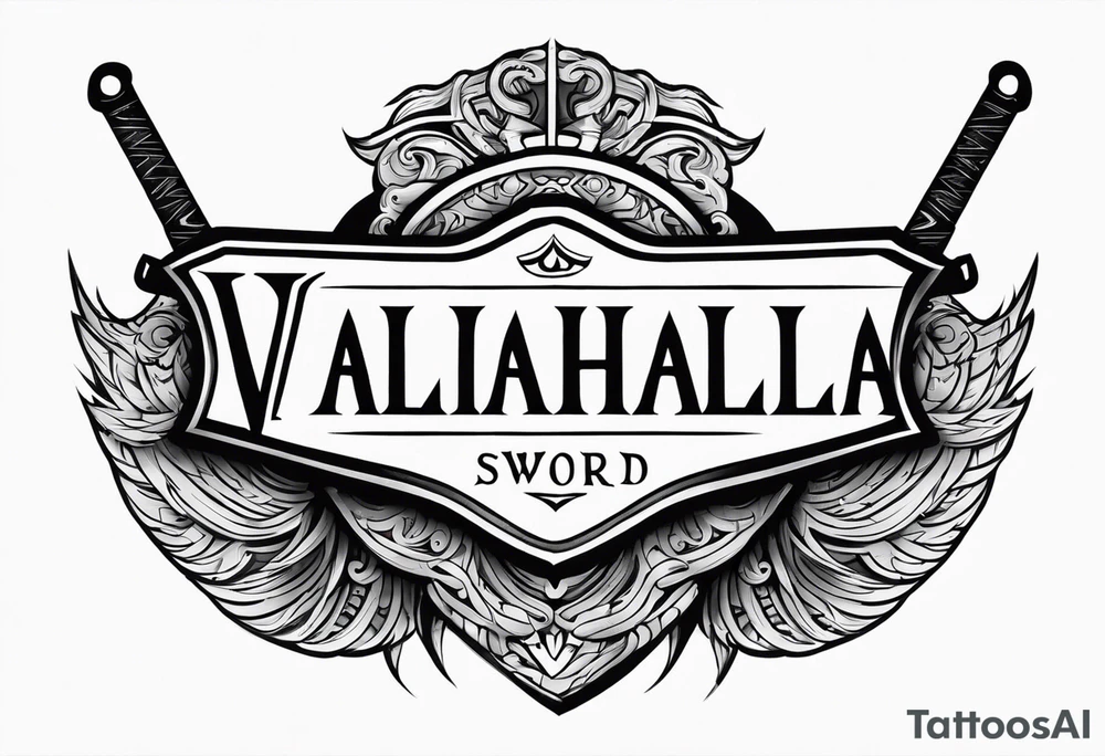 Valhalla sword shield tattoo idea